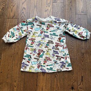 H&M Toddler Disney Patterned Sweatshirt Dress Light Beige 12-18 Months Cotton